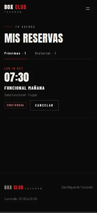 Box Club Tucumán: Mis reservas